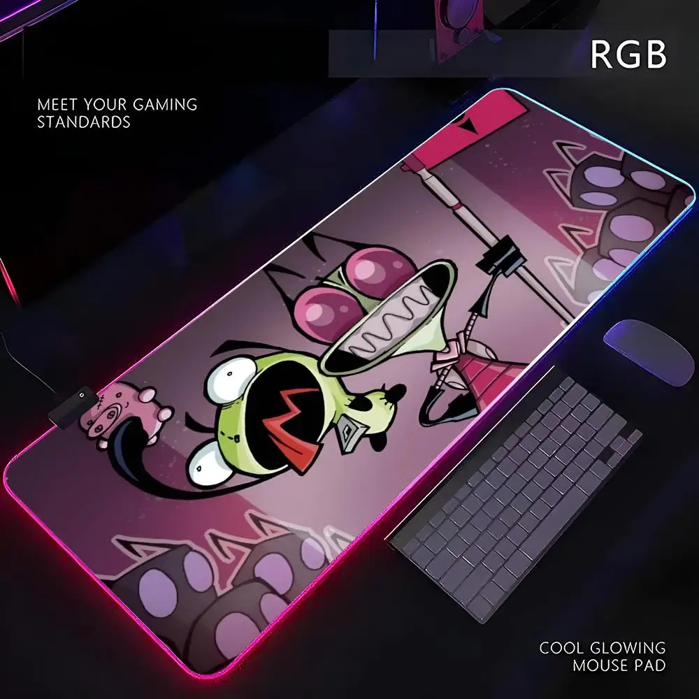 

Коврик для мыши Invader Zim RGB Gamer со светодиодной подсветкой, коврик для мыши, периферийные устройства, коврик для компьютерного стола, коврик для мыши XL, ковер для клавиатуры