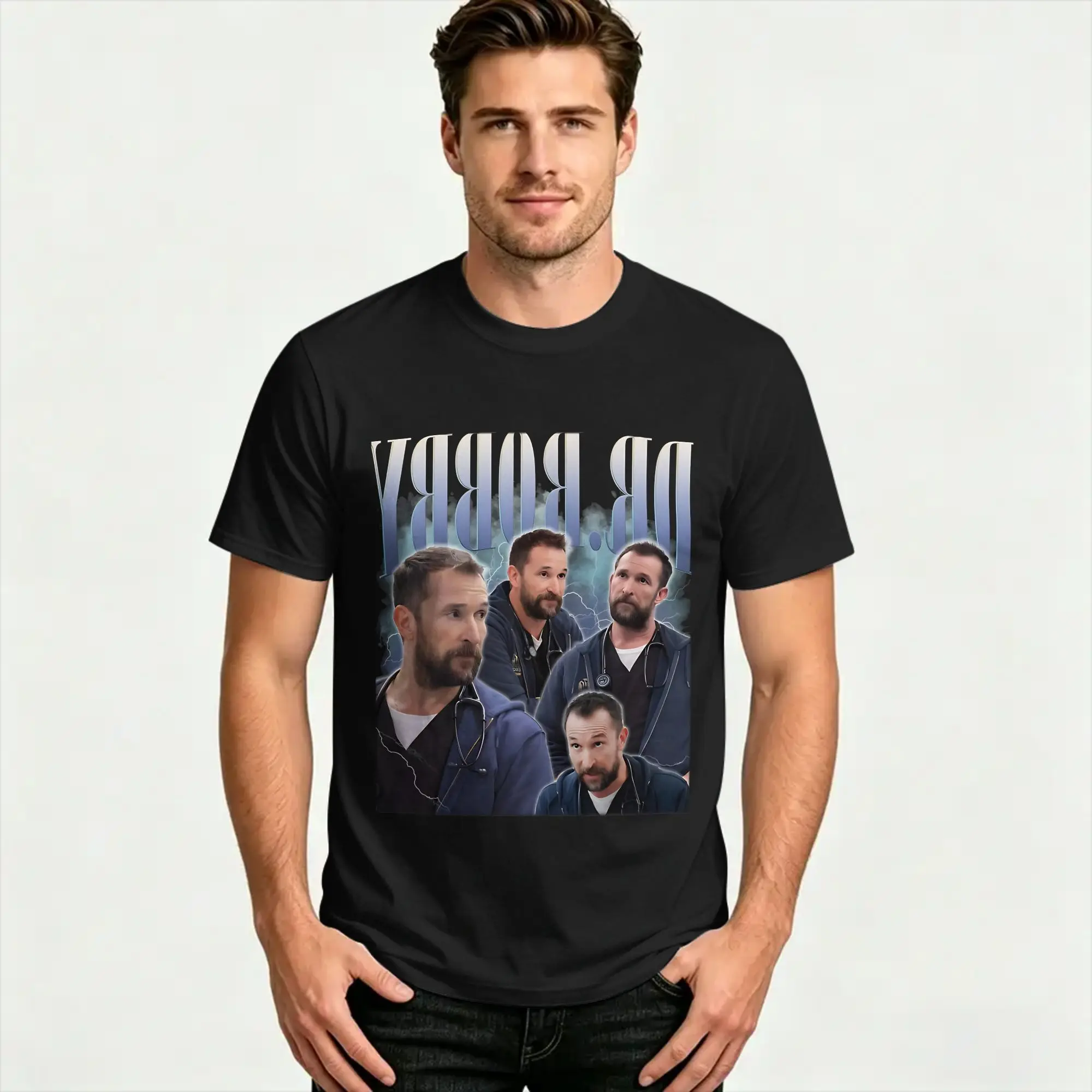 The Pitt Noah Wyle Dr Robby T-Shirts Men Women  Novelty Pure Cotton Tees Round Neck Short Sleeve T Shirt Gift Tops