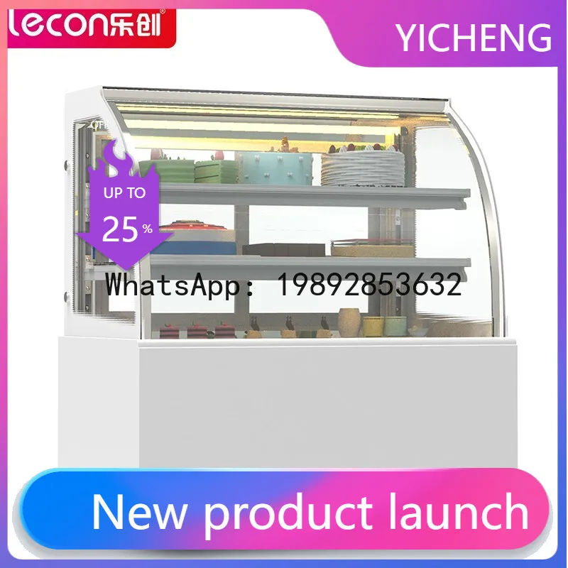 QQ Commercial cake showcase refrigerated display case glass curved countertop air-cooled fruit fresh keeping cabinet cake