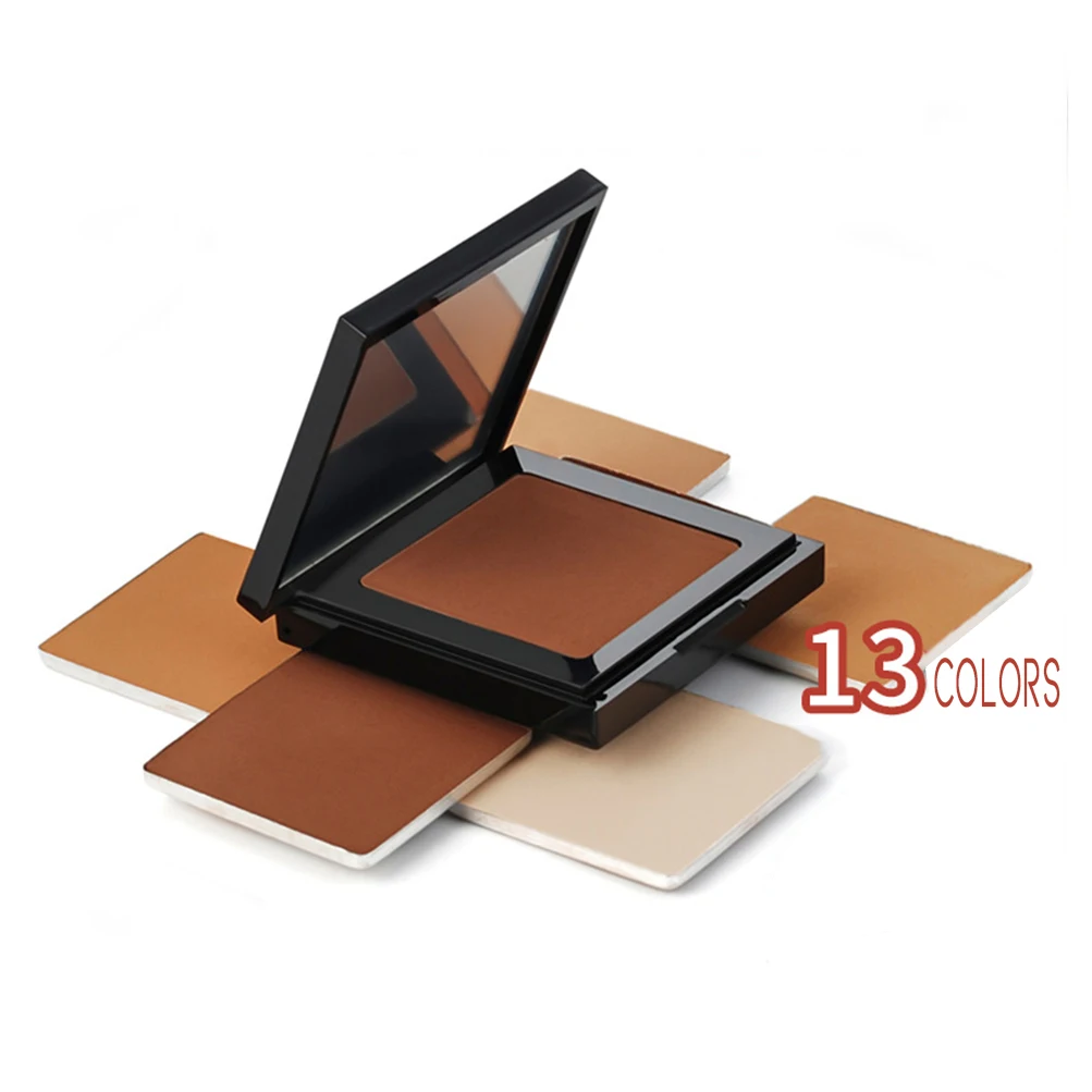 Private Label Concealer Pressed Powder Custom Logo 13-Color Square Hole Concealer Highlighter 12g Waterproof Contouring Makeup