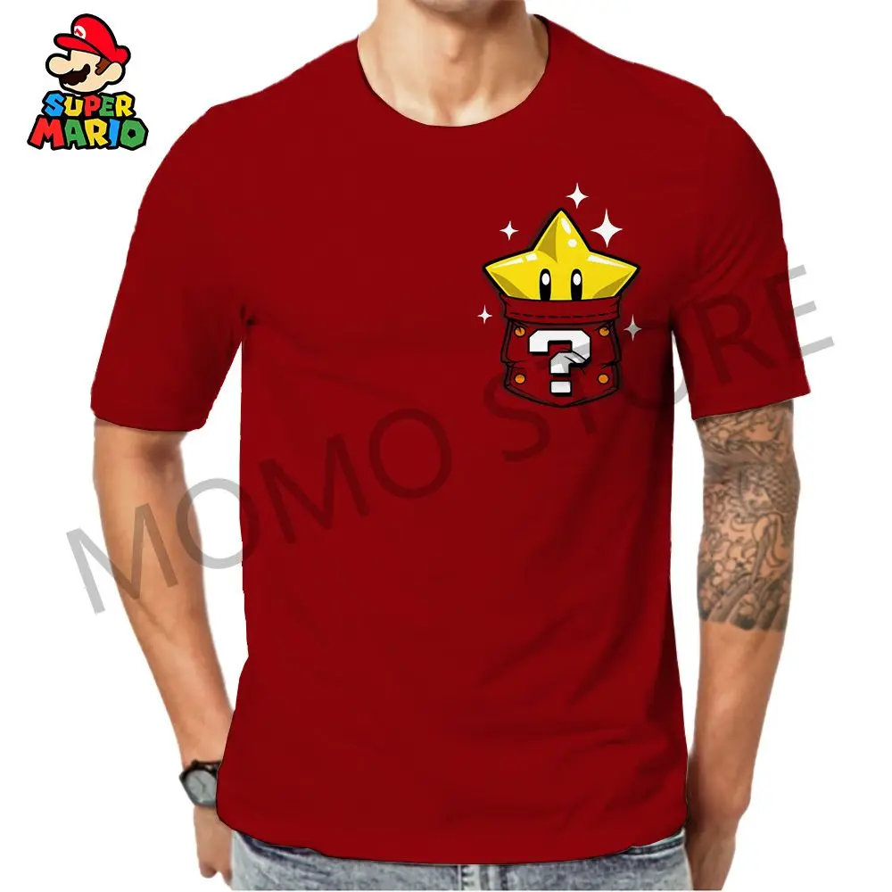 

Kid's T-shirt 110-6XL Men's Mario 2024 Summer Street Wear Tops Y2k Clothes Children's Adventure Classic Anime Louis Quick Dry