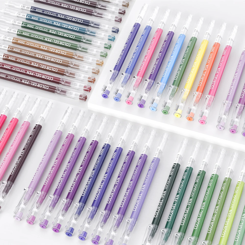 213 Pcs/Set Colored Painting Gel Pen 207 Colors Line Sketch Drawing Pens 0.6mm Super Color Overlay Ability Art Coloring Pen