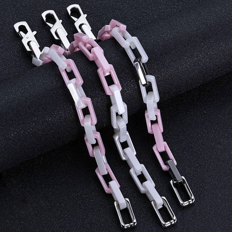 2024 Fashion High-end Color Matching Cuban Bracelet for Men and Women, Non-fading Ceramic Material Hip-hop Jewelry Accessories