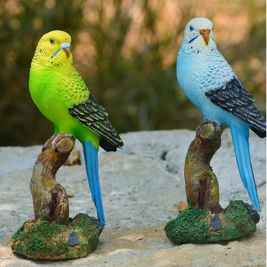 Cute Simulation Parrot Figurines Miniatures Lovely Birds Fairy Garden Home Garden Lawn Resin Crafts Decorations