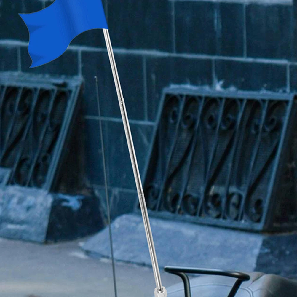 

2pcs Motorcycle Flagpole Telescopic Silver Steel Bike Accessories Durable Aluminum Easy Install Universal Mount