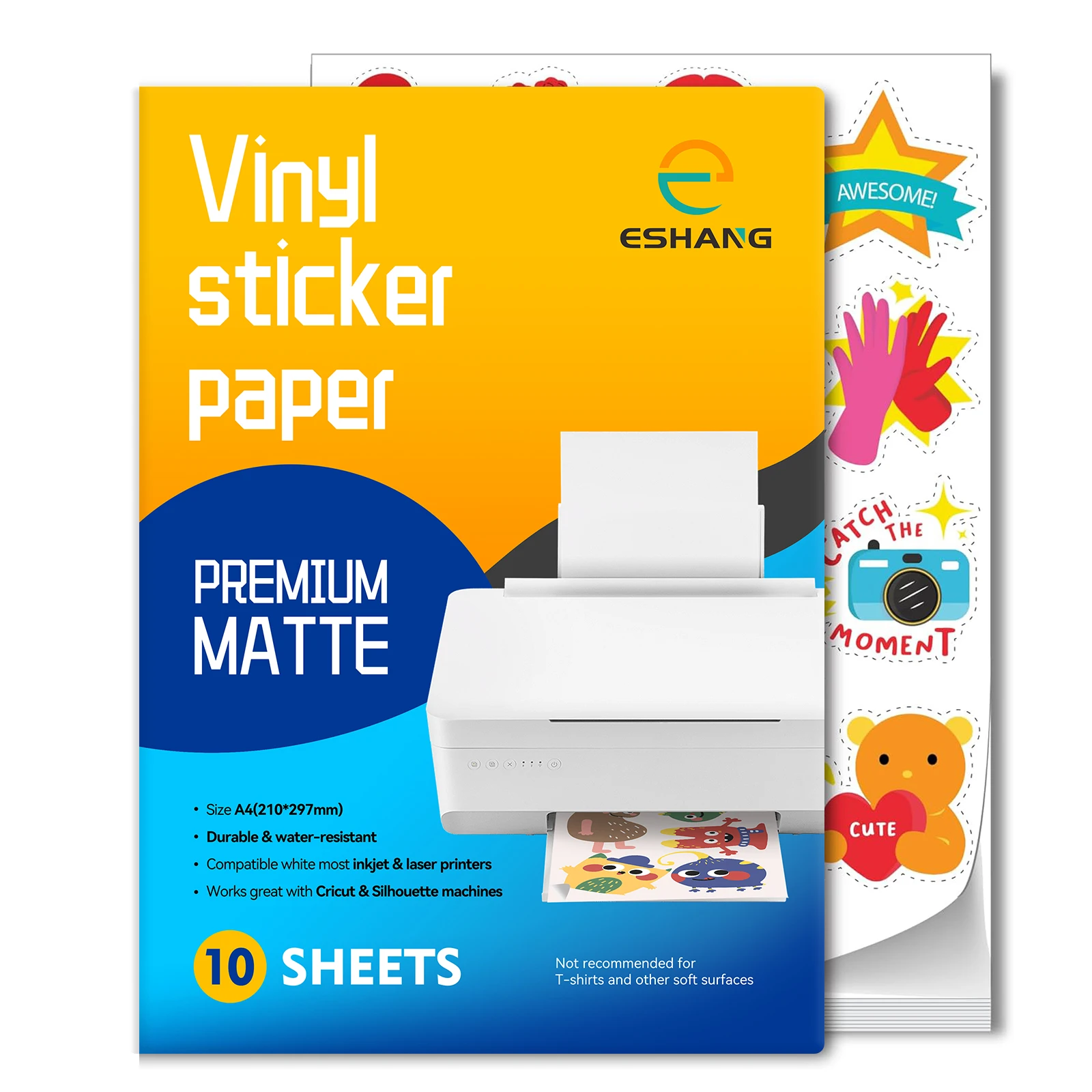 A4-Format 8,3 x 11,7 Zoll – mattweißes, bedruckbares Vinyl-Aufkleberpapier, selbstklebendes, reißfestes Etikettenpapier mit Tintenstrahldruck – Detail 1