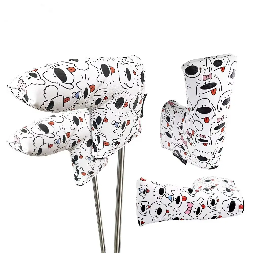 

Puppy Pattern Golf Club Head Cover Cartoon Printed PU Leather Golf Wood Headcover Driver Fairway Waterproof Golf Club Protector