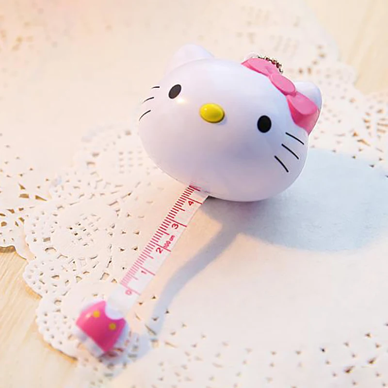 Cinta métrica Kawaii Hello Kitty Sanrio, Mini colgante de dibujos animados, regla de ropa autotelescópica, instrumentos, accesorios, regalos para niñas