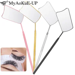 1pcs Eyelash Extension Checking Mirror Stainless Steel Material Fan Shaped Hand Held Lash Lifting Makeup Mirror Beauty Tools