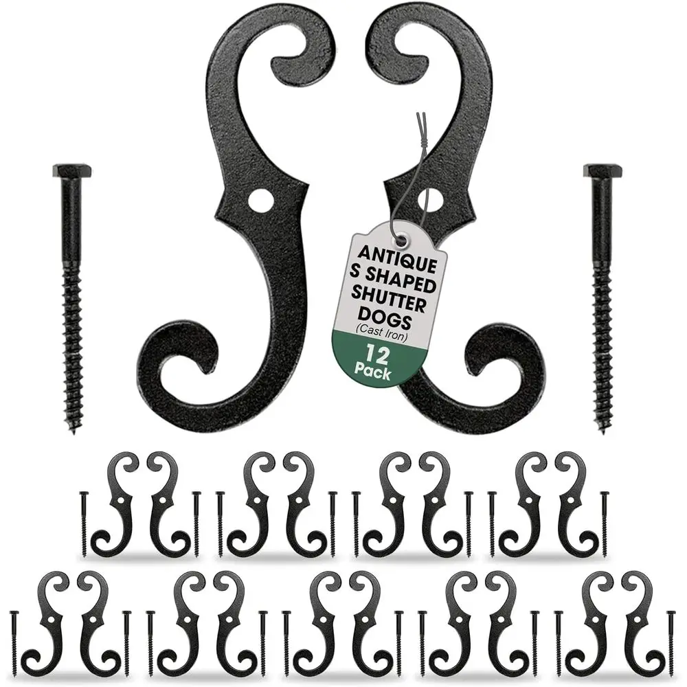 

Декоративные чугунные кронштейны для жалюзи S-образной формы, устойчивые к ржавчине, с порошковым покрытием, 6,5 дюйма, набор из 12 штук с монтажными винтами