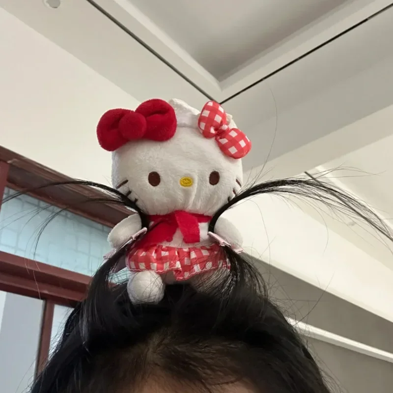 

Kawaii Hello Kitty Cooking Elvis Plush Doll Headband Face Wash Makeup Wide Brim Headband Hairpin Headband Creative Girl Toy Gift