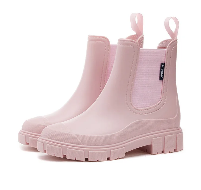 Women Waterproof Boots New Fashion Elastic Mouth Ankle Boots Mid Top Rain Shoes Non Slip Outdoor Indoor Chelsea Boot Wading Shoe