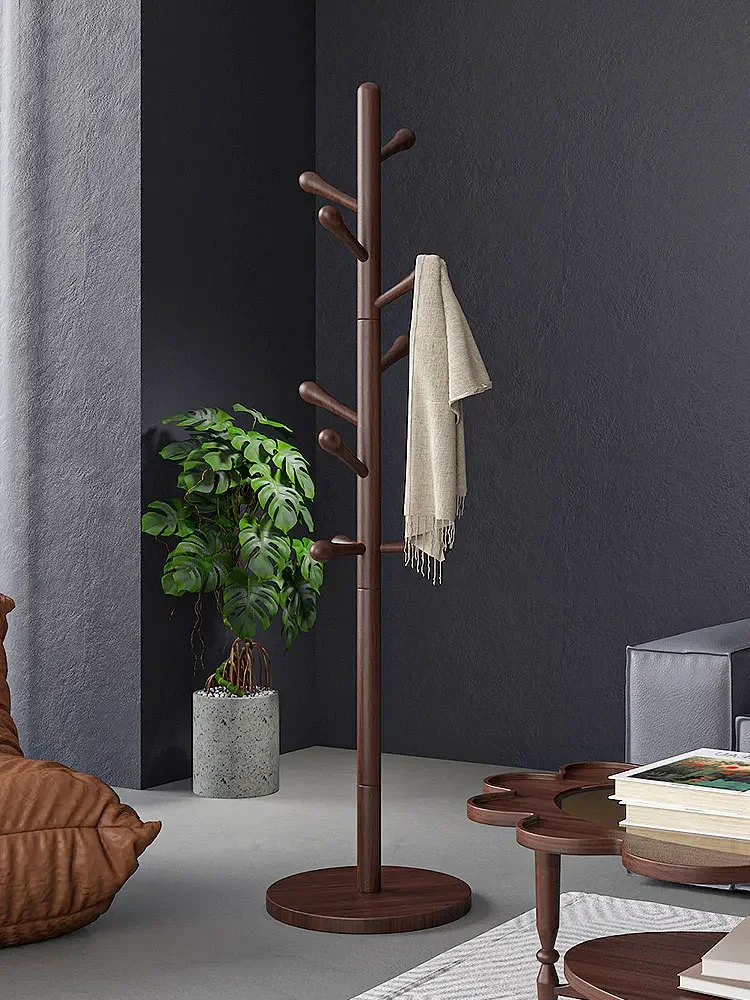 Solid wood walnut floor-to-floor bedroom hanger Italian simple clothes hanger living room vertical beech coat rack