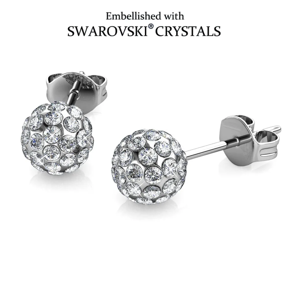 

Винтажные серьги-гвоздики с кристаллами, украшенные кристаллами Swarovski, сверкающие серьги-шары, элегантные женские украшения