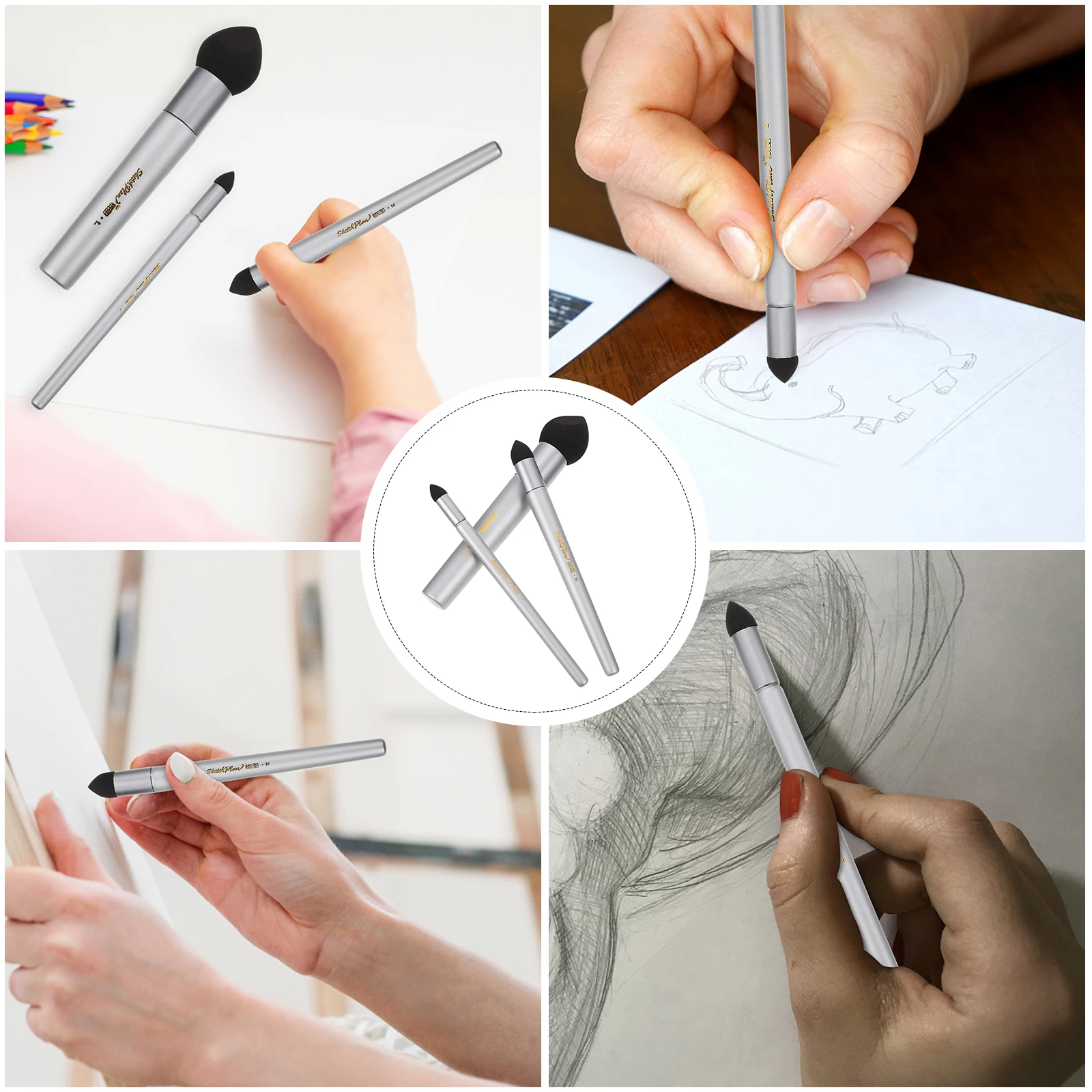 

3 PCS Sponge Pen Paint Brush Sketching Supplies Drawing Tool Tools Brushes for Charcoal Painting Eraser