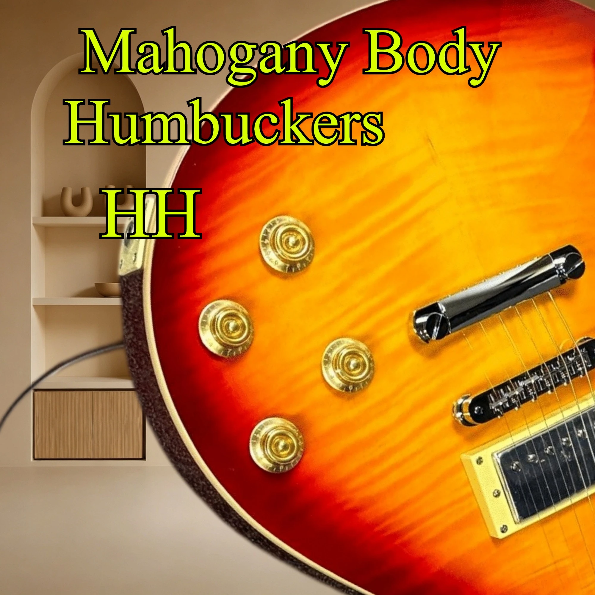 Sunset Red Orange Gradient Tiger Grain LPQE Electric Guitar Mahogany Body HH Humbuckers for Rock Blues Performance