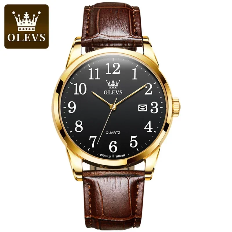 

OLEVS 5566 Men's Watch Fashion Quartz 30M Waterproof Date Clock Male Steel Strap Casual Quartz Watch Men Sports Leather Stra