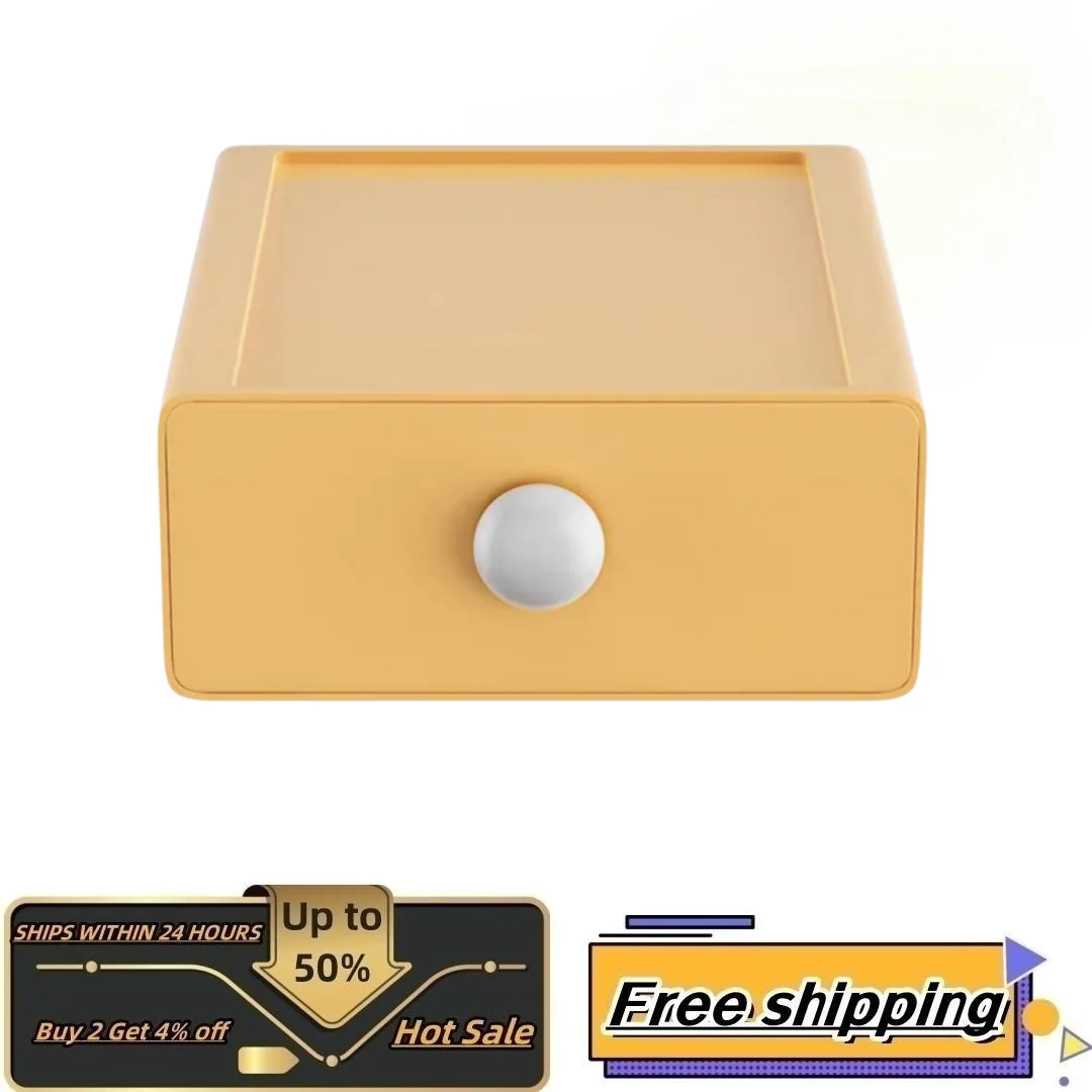 

Desktop Storage Box High Capacity Stackable with Knob Store Cosmetic Jewelry Box Desktop Case Household Supplies