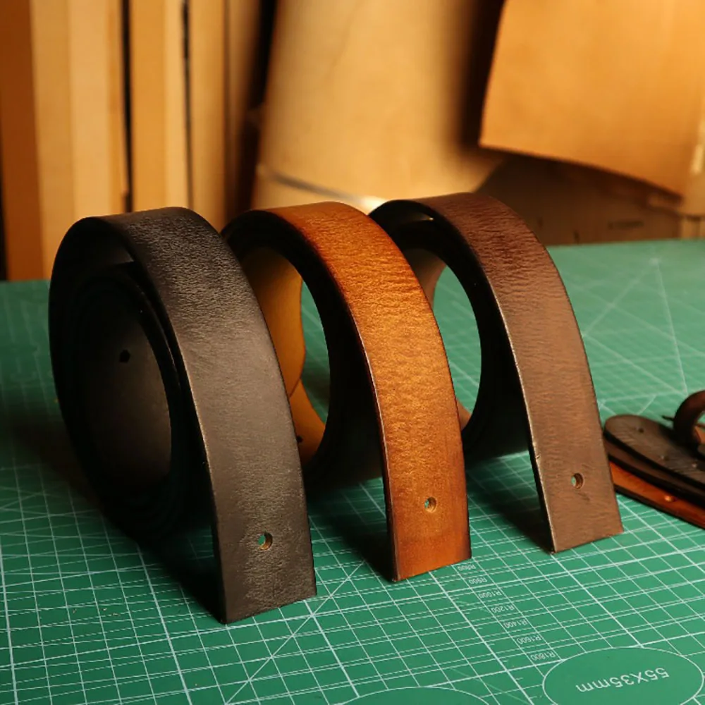 

Retro Blank Belt Replacement with Scratched Head Layer Cowhide Leather Strip DIY Buckleless 4MM Thick 3.8CM Width