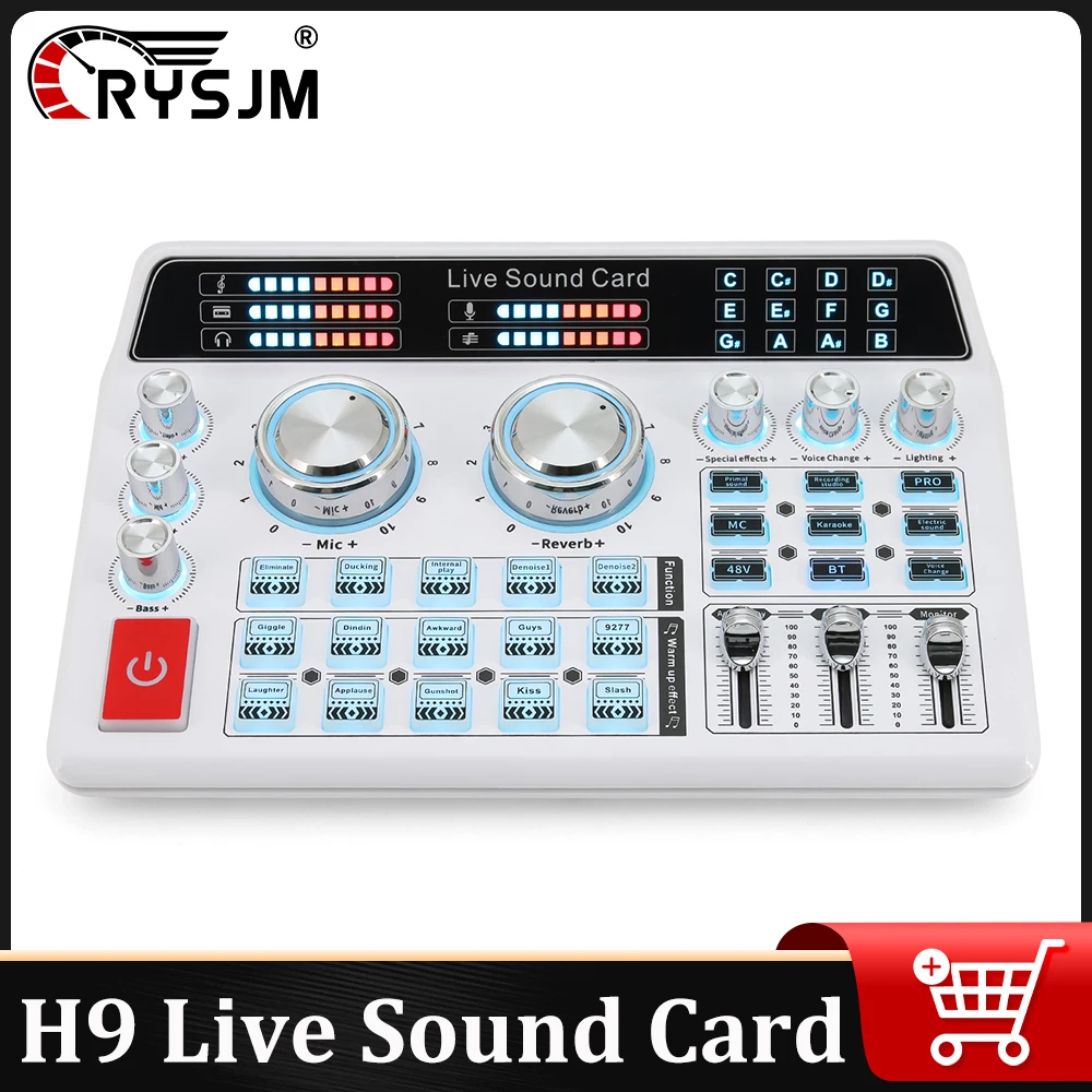 

Bluetooth-Compatible USB External Live Sound Card Voice Changer Audio Mixer For Phone PC Studio Recording Podcast Live Broadcast