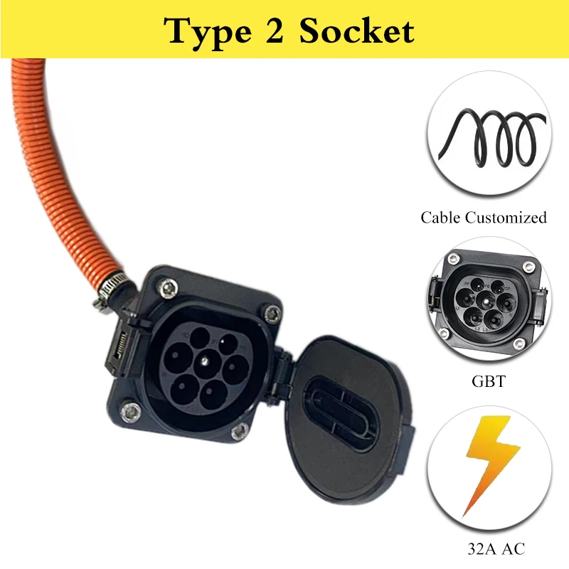 

EV Зарядка Тип 2 Штекерный разъем штепсельная розетка IEC 62196-2 32A 3 фазы 480 В 22 кВт 4-точечный фиксированный переменный ток для электромобиля