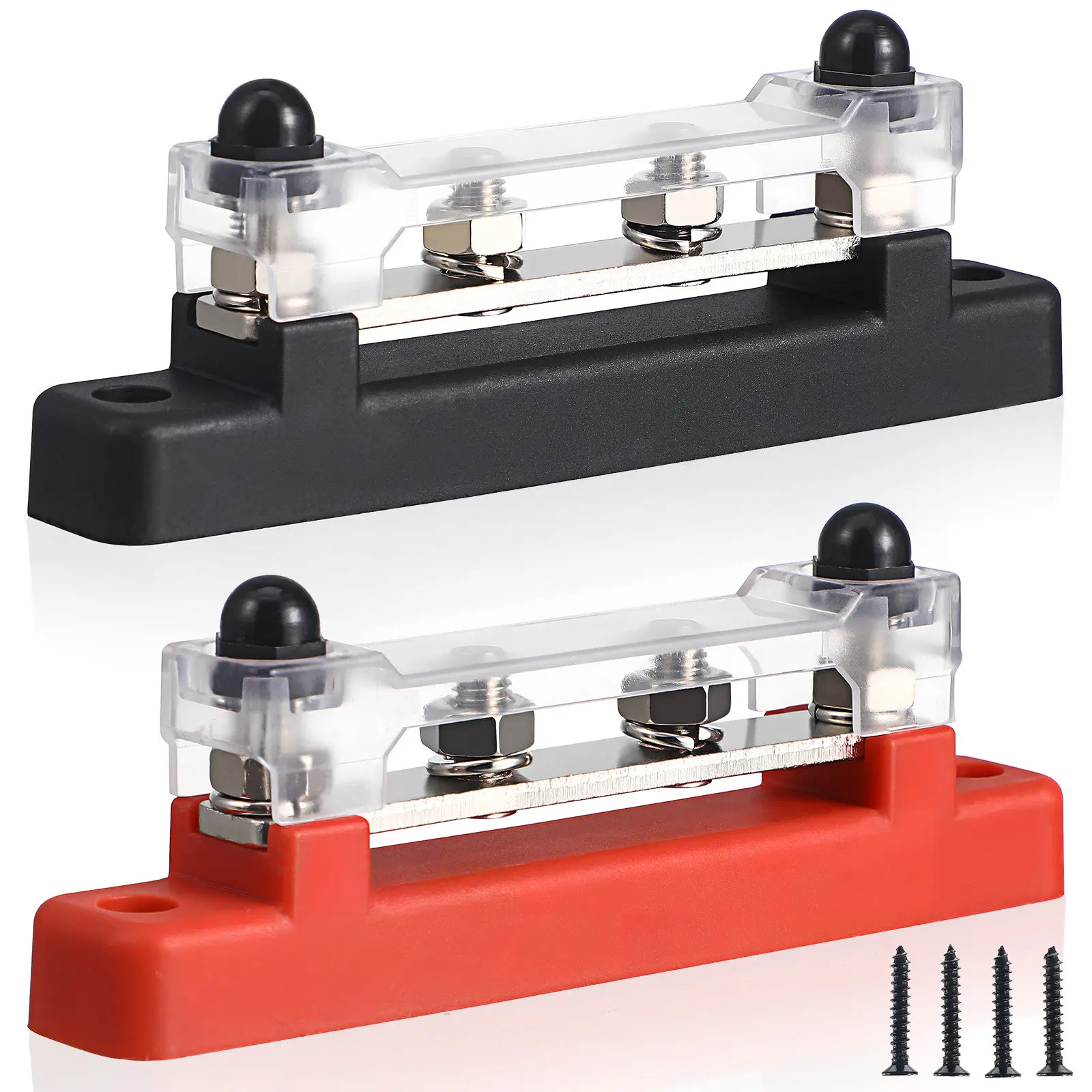

2Sets Terminal Block Sturdy Power Distribution Block with Protective Cover for Marine Car Rv Truck Yacht 12V Bus Bar