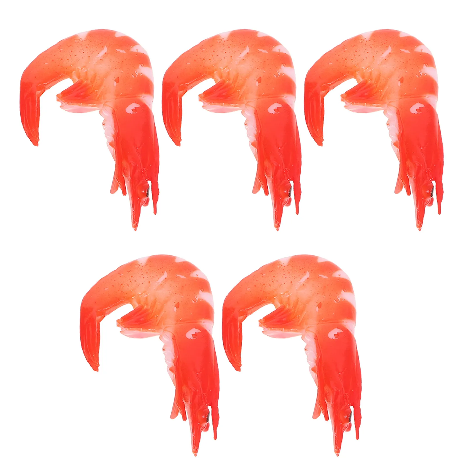

5Pcs Realistic Shrimp Decor for Home Restaurant Display Artificial Food Props Simulation Shrimp for Photography Shop Decoration