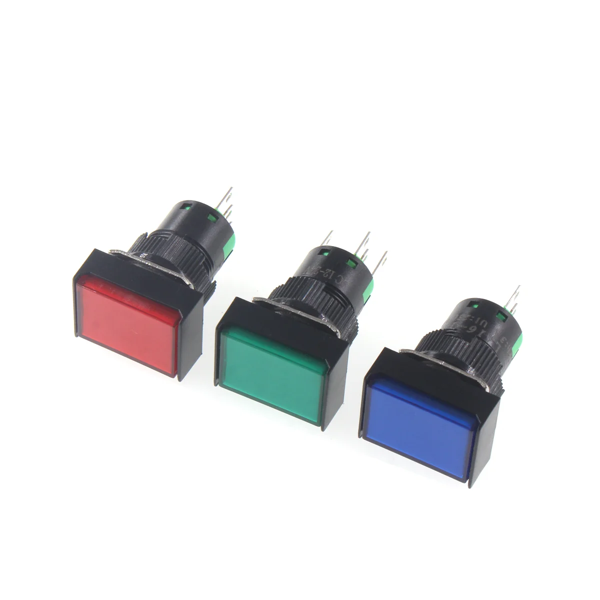 LA16-11CZ rectangular button switch with light, 16mm self-resetting and self-locking, 3-pin and 5-pin 12V 24V