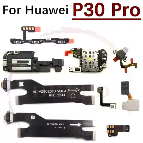 Placa SIM de micrófono para Huawei P30 Pro, altavoz, timbre, Sensor de huellas dactilares, puerto de carga de volumen de encendido/apagado, Cable flexible