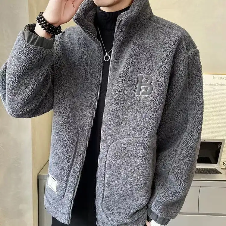 Men's Faux Fleece Thick Jacket Christmas Sale Cashmere Cotton Jacket Plush Jacket Winter Sports Casual Wear Coat