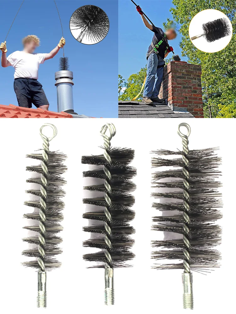 1pcs 50/60/120mm Pipe Steel Wire Brush Household Chimney Flue Cleaning Furnace Steel Wire Sweep Fireplace Brush