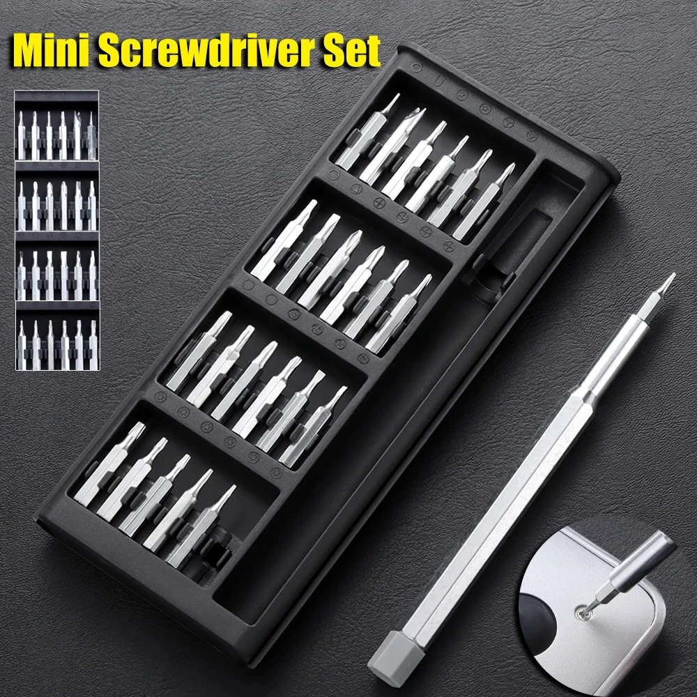 مجموعة مفك براغي دقيقة صغيرة 24 في 1 مفك براغي توركس إلكتروني مجموعة أدوات إصلاح لصانع الساعات ساعة الكاميرا اللوحي