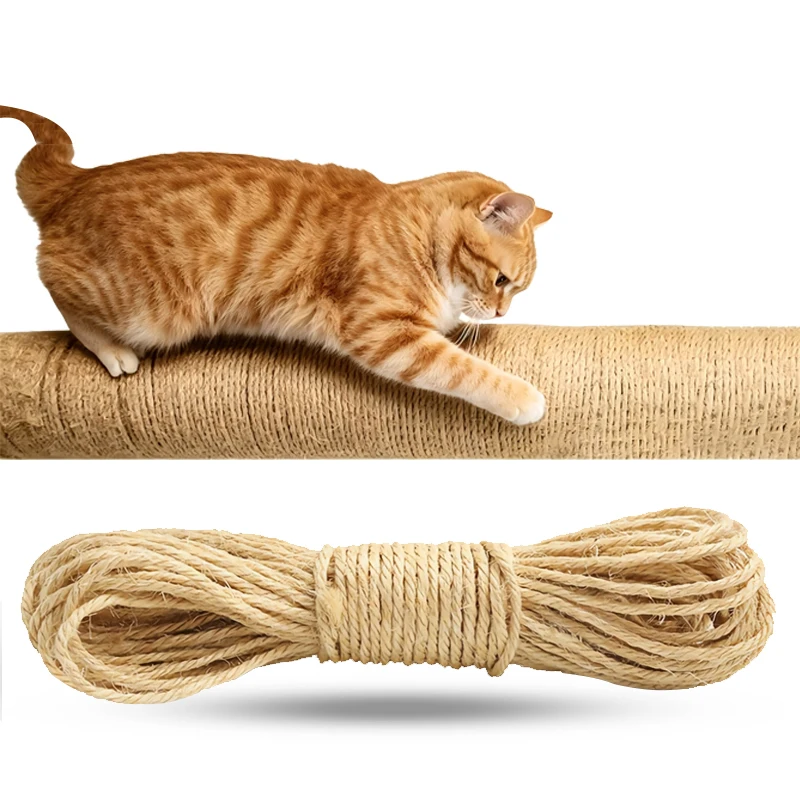 10 m langes Naturjute-Seil für Katzenkratzbäume, robustes, langlebiges Katzenkratzseil, schützt Möbel, Katzenspielzeug für drinnen und draußen.
