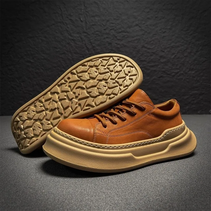 

Men High Top Shoes Autumn New Outdoor Non Slip Vintage Platform Casual Shoes Height Increase Fashion Wear-resistant Board Shoes