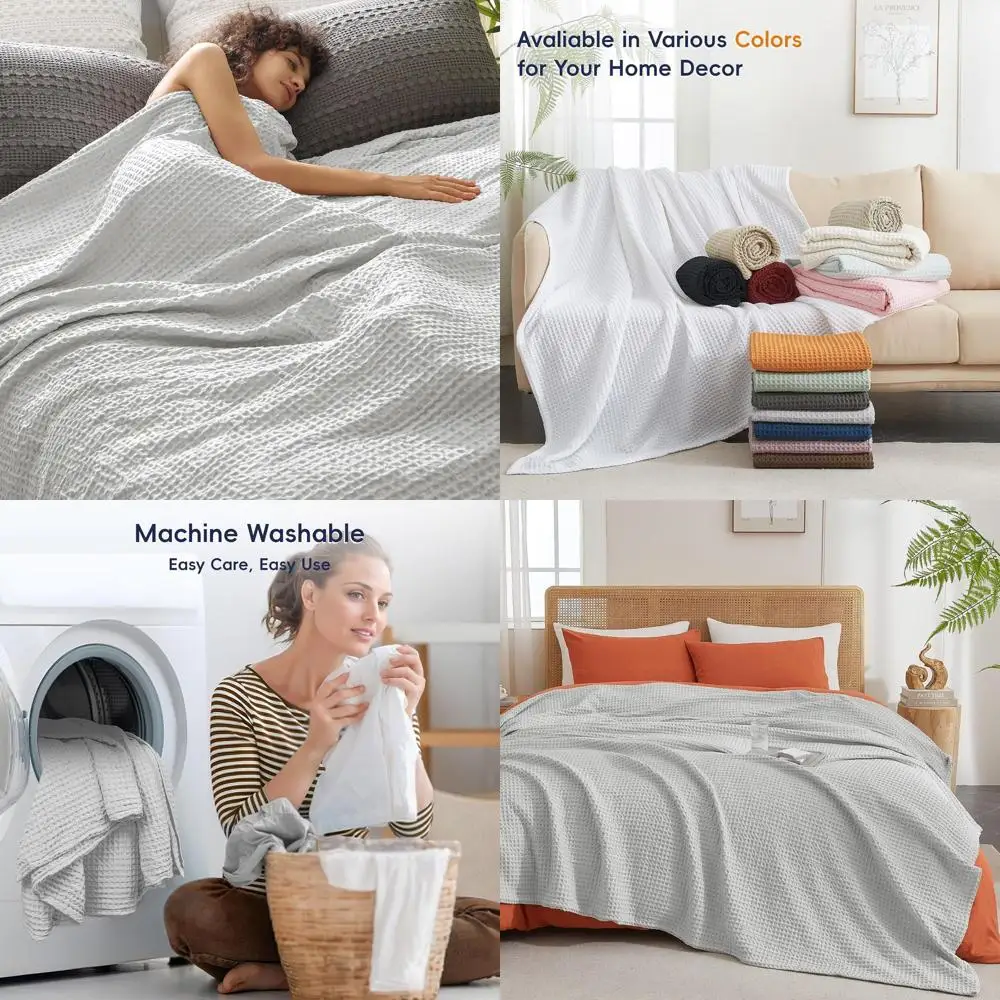 

Плед King Size из легкой дышащей ткани, 104x90 - Уютный, эстетичный, для дома и автомобиля, светло-серый