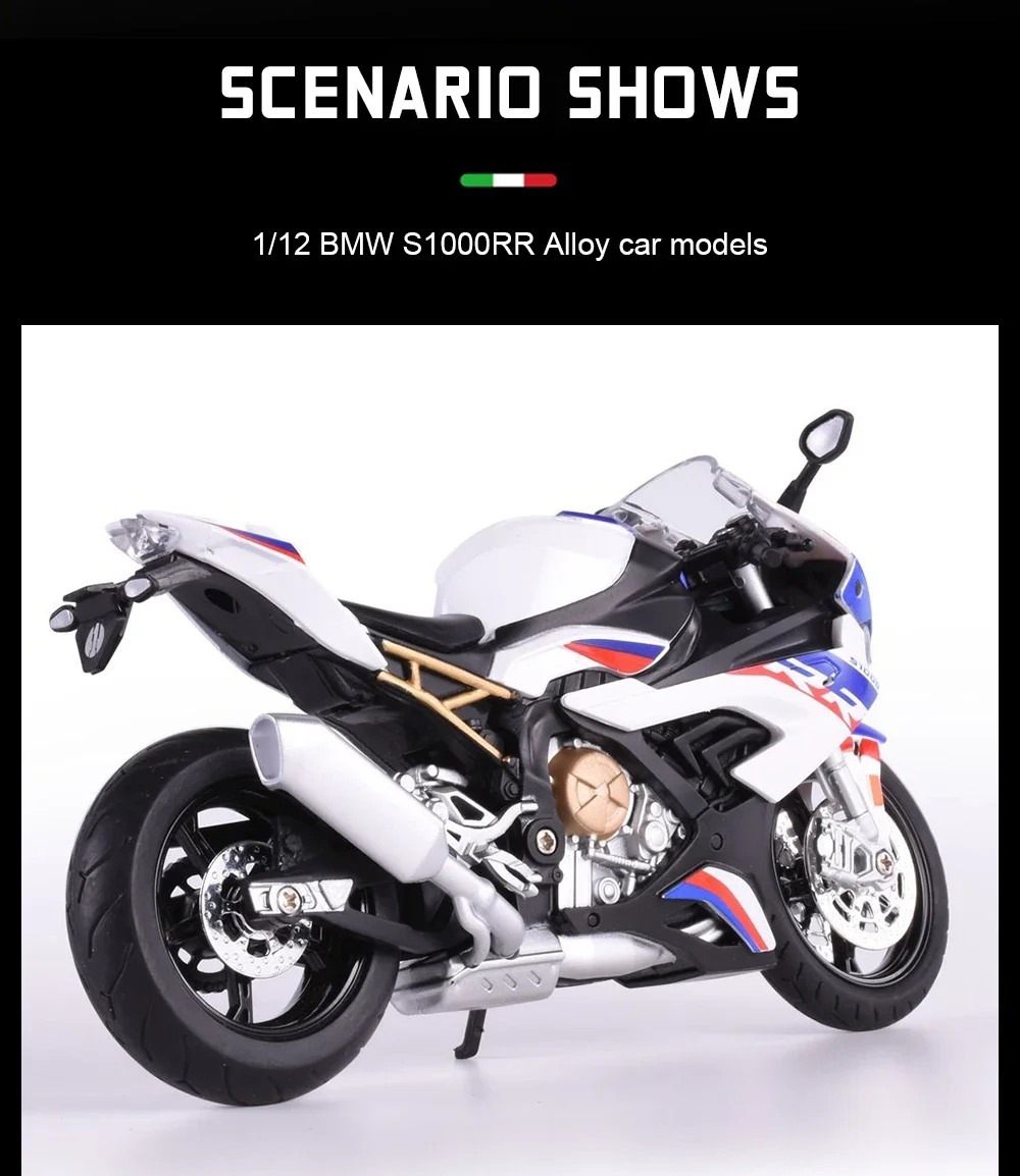 1:12 BMW S1000RR Motorcycle Alloy Car Model Diecast Vehicle Toy Toys Collection Gifts