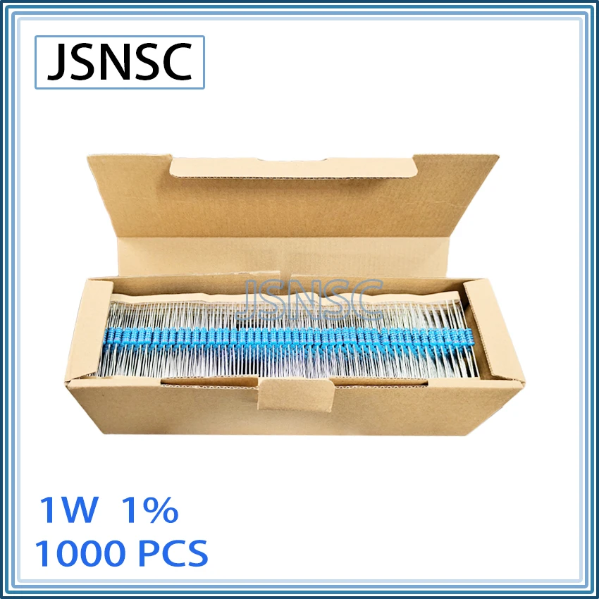 

JSNSC 1000PCS 1% 1W 150K 180K 200K 220K 240K 270K 300K 330K 360K 390K 430K 470K 510K 560K 620K 680K OHM DIP Metal Film Resistor