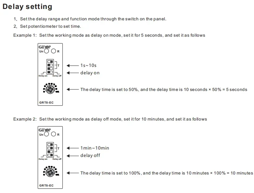 GEYA GRT8-EC 10A Dual function Timer Relay on Delay or off Delay Relay AC220V/DC24V AC380V  ACDC24V-240V Time Relay CE CB ROHS