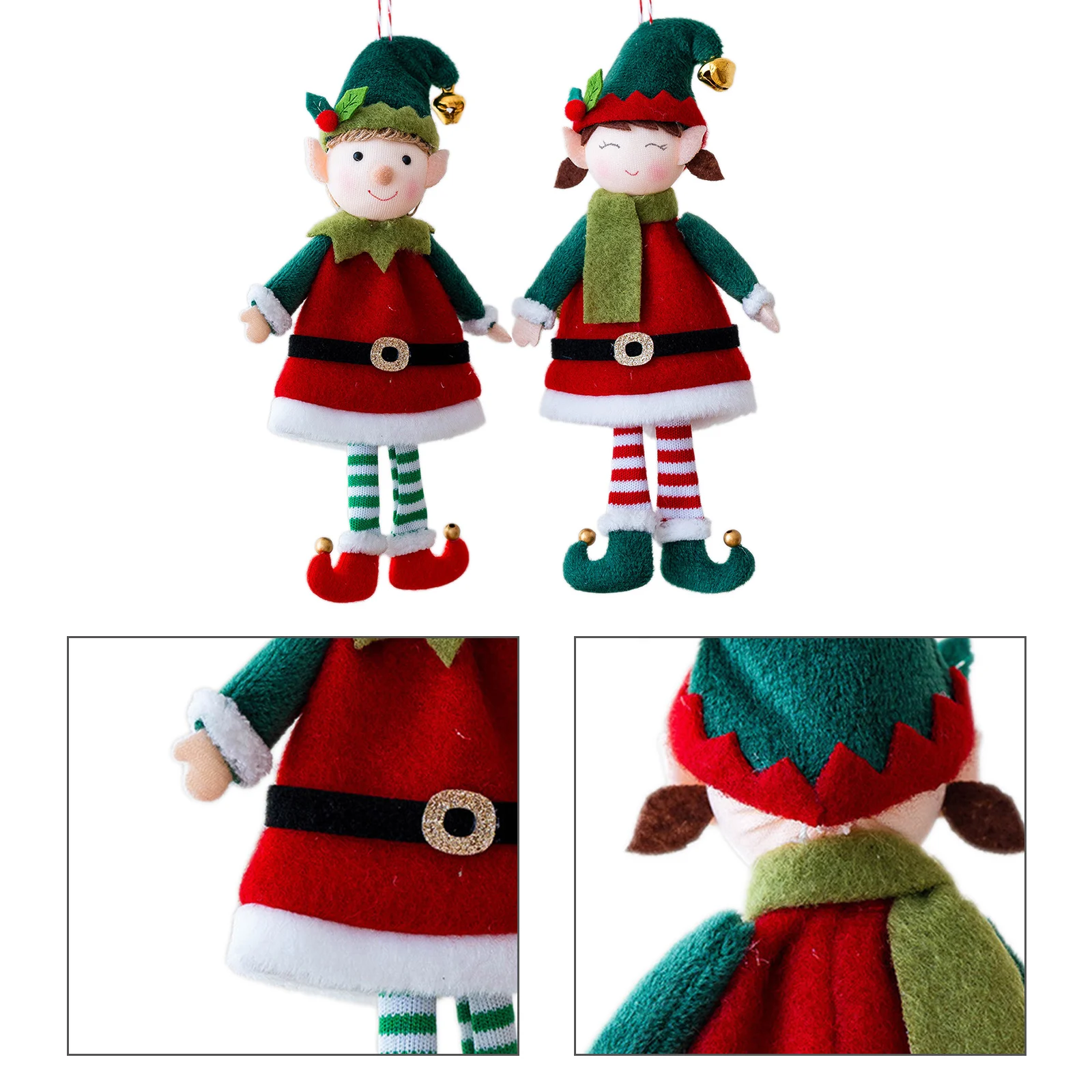 

2 Pcs Christmas Elf Ornament Decorations Soft Cloth Decorative Child