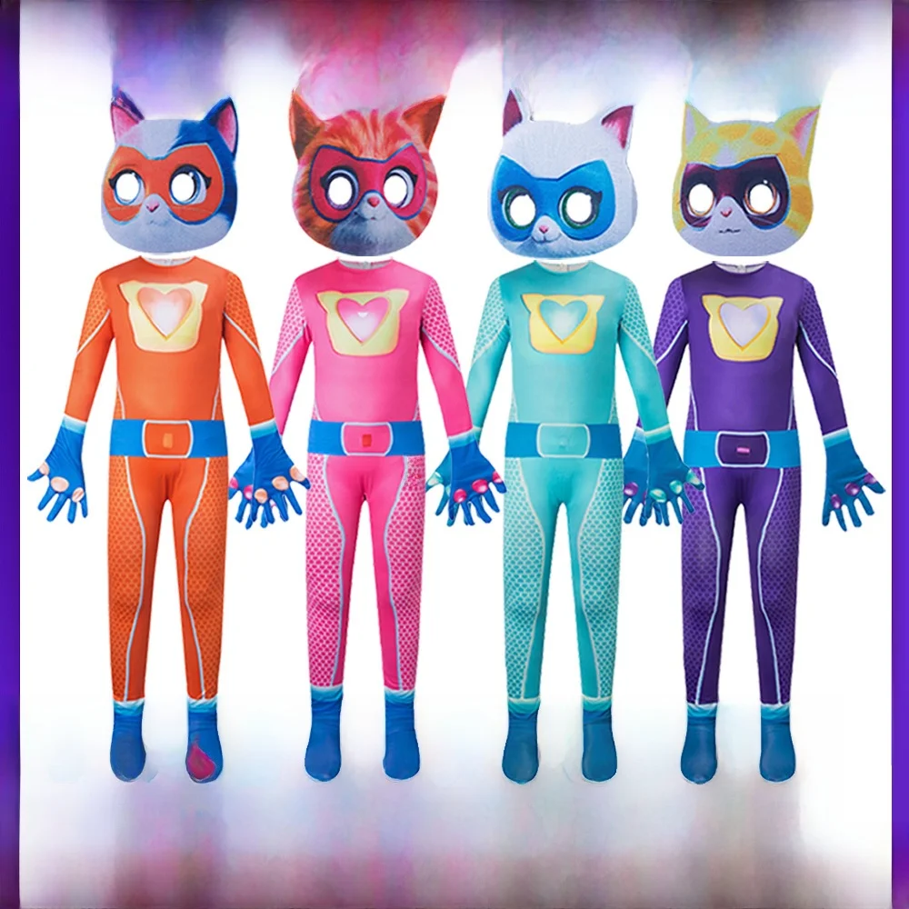 

Комбинезон SuperKitties, обтягивающая одежда, костюм для выступления на Хэллоуин, суперкостюм, женский модный традиционный костюм...