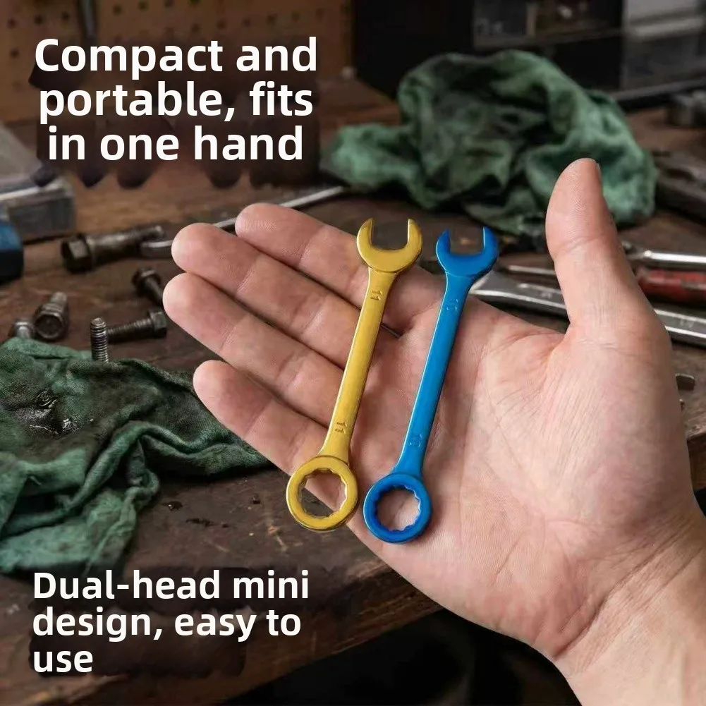 10 Piece For Mini Wrench Set For Tight Areas Open And Box End Tools For Car Bike And Household Fixing Jobs