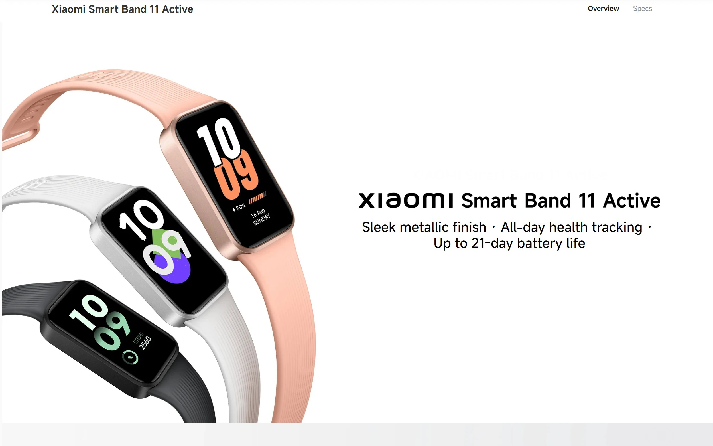 Xiaomi Smart Band 11 Active Global Version 1.47'' TFT Display 5ATM Water Resistance Mi Sports Bracelet 21-days Battery Life