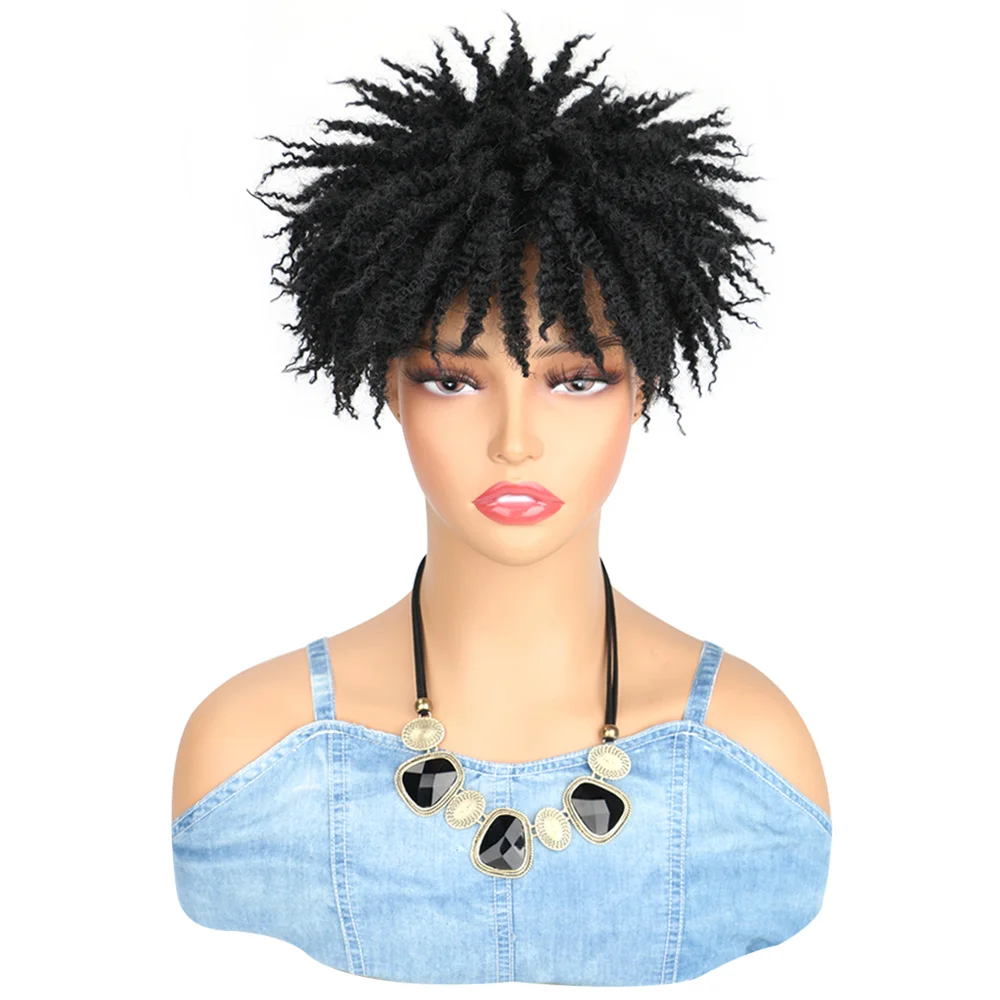 Synthetic Short Dreadlock Hair Top Wig Afro Kinky Curly Hair For Women And Men Braids Half Wig Extensions Man For Thinning Hair