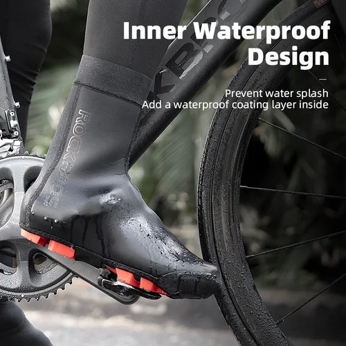 Imagen 2 del producto ROCKBROS-cubierta térmica para zapatos de bicicleta, impermeable, a prueba de viento, de lana, para zapatos deportivos, calentador de bicicleta de montaña y carretera, invierno