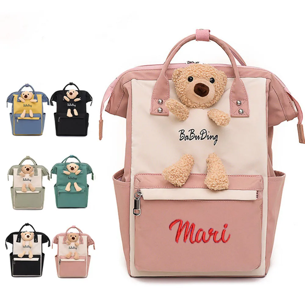 Embroidered New Korean Fashion Large Capacity Backpack Personalized Customization Cartoon Bear Doll Leisure Travel Gift Bag