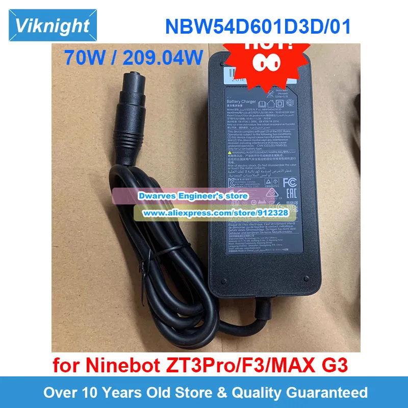 

Original NBW54D601D3D01 Charger NBW54D601D3D 70W 209.04W AC Adapter for Ninebot F3 ZT3 Pro MAX G3 Series Power Supply