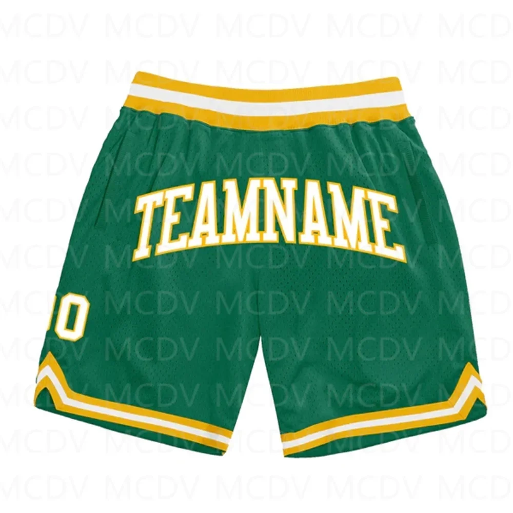 Benutzer definierte Kelly Green Royal-White authentische Rückfall-Basketball-Shorts 3d überall auf bedruckten Herren-Shorts schnell trocknende Strands horts