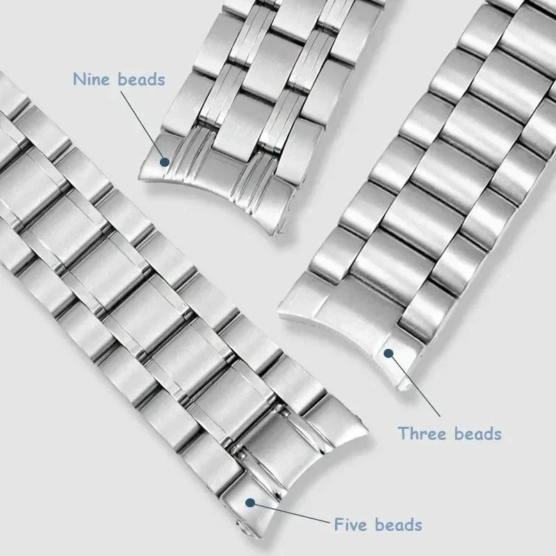 20mm 22mm 316l pulseira de relógio de aço inoxidável substituição para omega seamaster 300 oceano 007 pulseira sólida acessórios