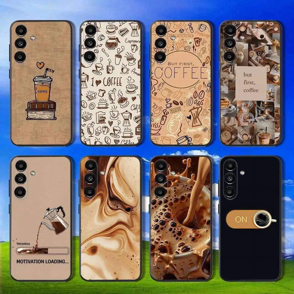 

Coffee Coffee Latte Art Phone Case For Samsung Galaxy A13,A21s,A22,A31,A32,A52,A53,A71,A80,Soft Black Shell