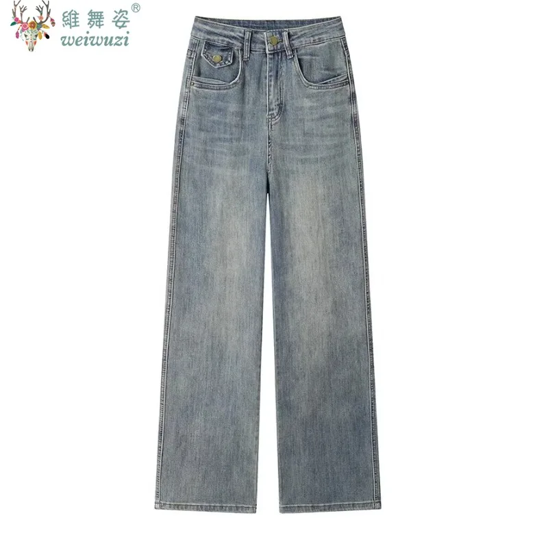

Fashion Female High Waist Long Jeans Wide Leg Straight Leisure Streetwear Spring Y2K Harajuku Hip Hop Design Retro Slim Spicy